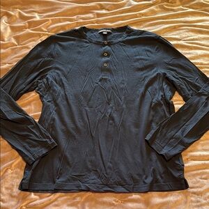 Michael Kors Black Long Sleeve Henley Tee